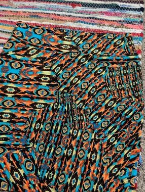 LuLaRoe XL Turquoise, Orange & Black Aztec-Inspired Maxi